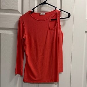 Cache Red Cold Shoulder Long Sleeve Top